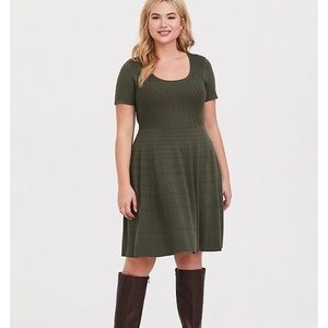 Torrid-Olive Skater Sweater Dress